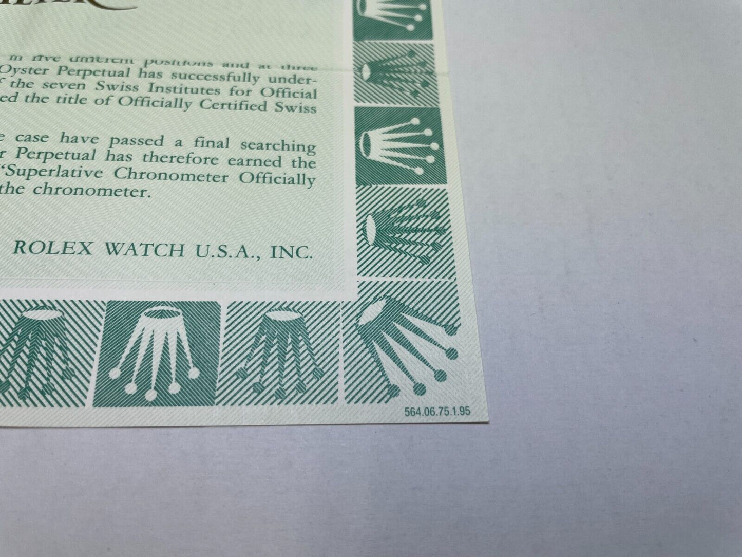 GENUINE ROLEX 67193 Oyster Perpetual watch warranty guarantee paper 1207001y5S