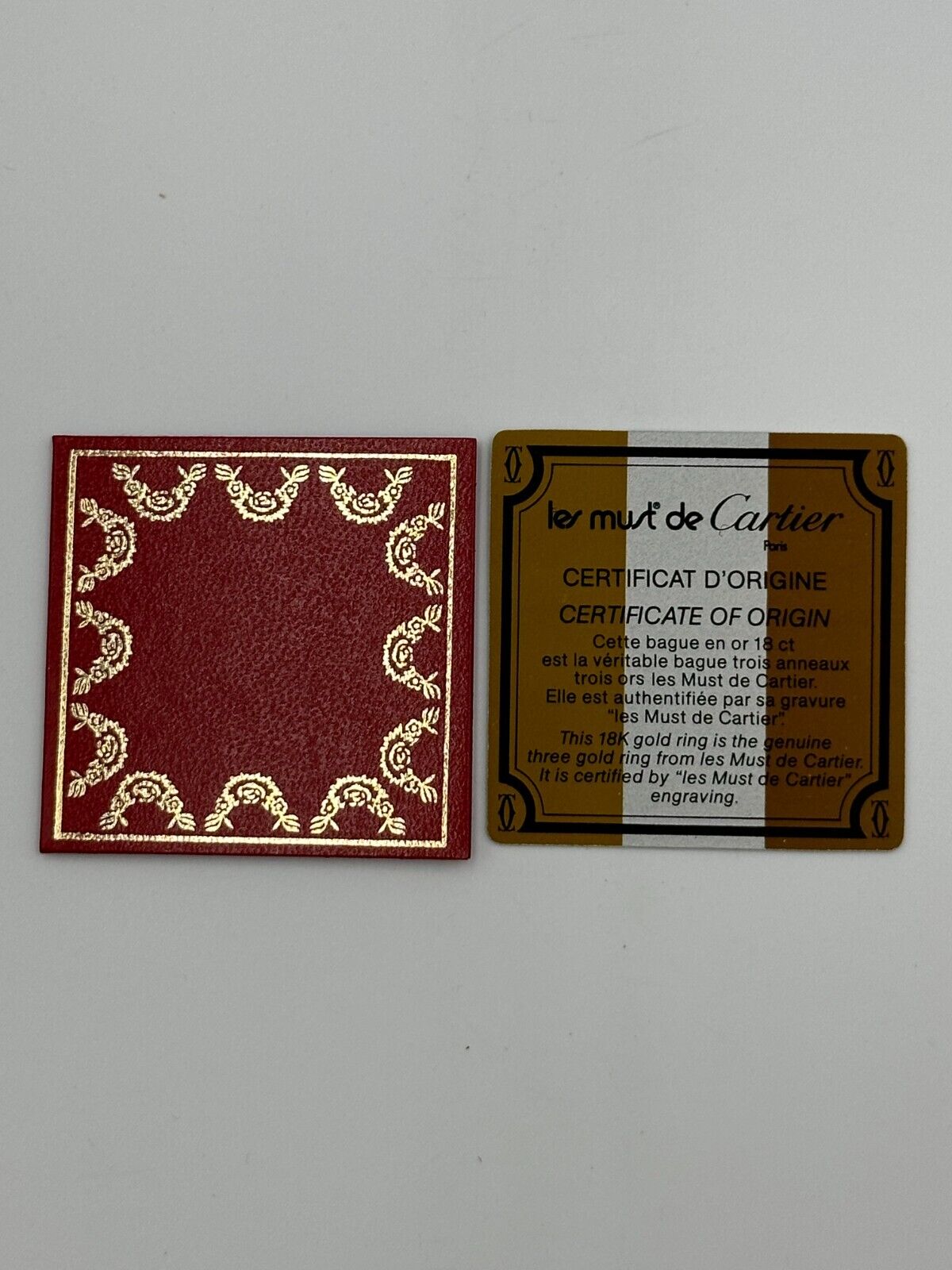 VINTAGE GENUINE CARTIER Red watch box case leather Booklet 3 set 240208003yA