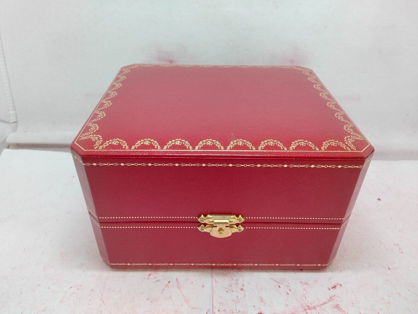 VINTAGE GENUINE CARTIER Red watch box case wood leather booklet 231013003y3S