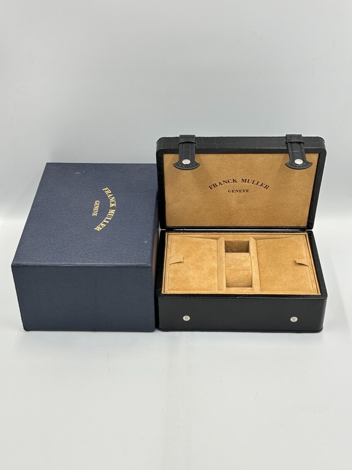 VINTAGE GENUINE FRANCK MULLER Black watch box case wood leather 240223004y3A