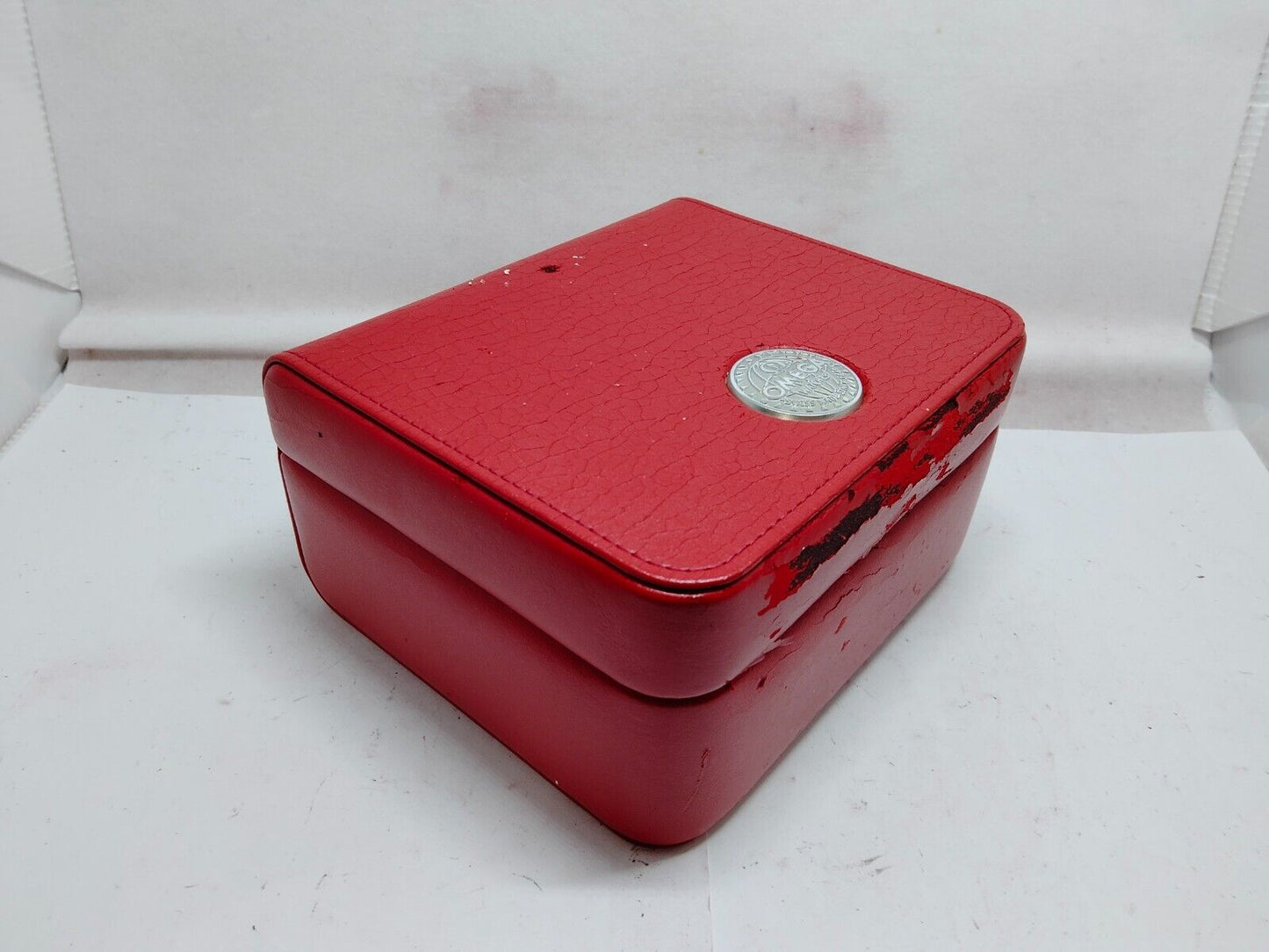 VINTAGE GENUINE OMEGA Seamaster Speedmaster watch box case red wood 230706006yS