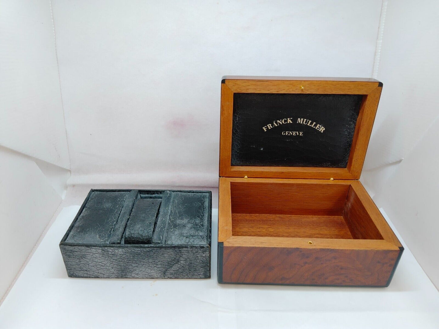 VINTAGE GENUINE FRANCK MULLER Green watch box case wood leather 231213003y2S