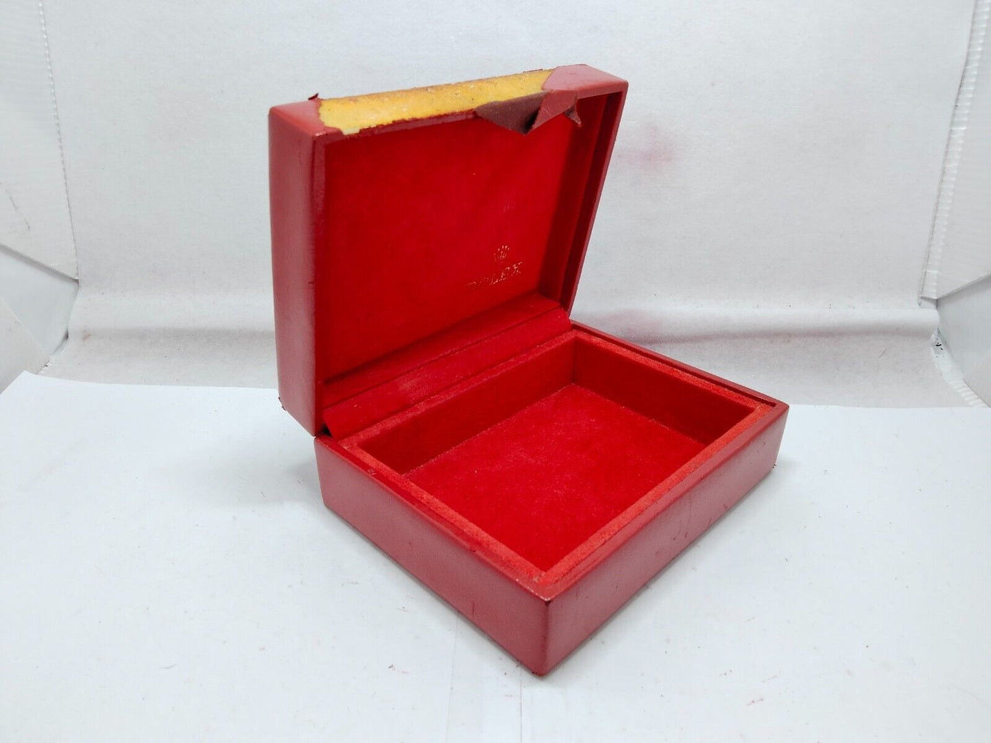 VINTAGE GENUINE ROLEX watch box case red 14.00.02 junk no inner 230921008y3S