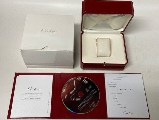 VINTAGE GENUINE CARTIER Red watch box case wood leather Booklet DVD 231218006yS