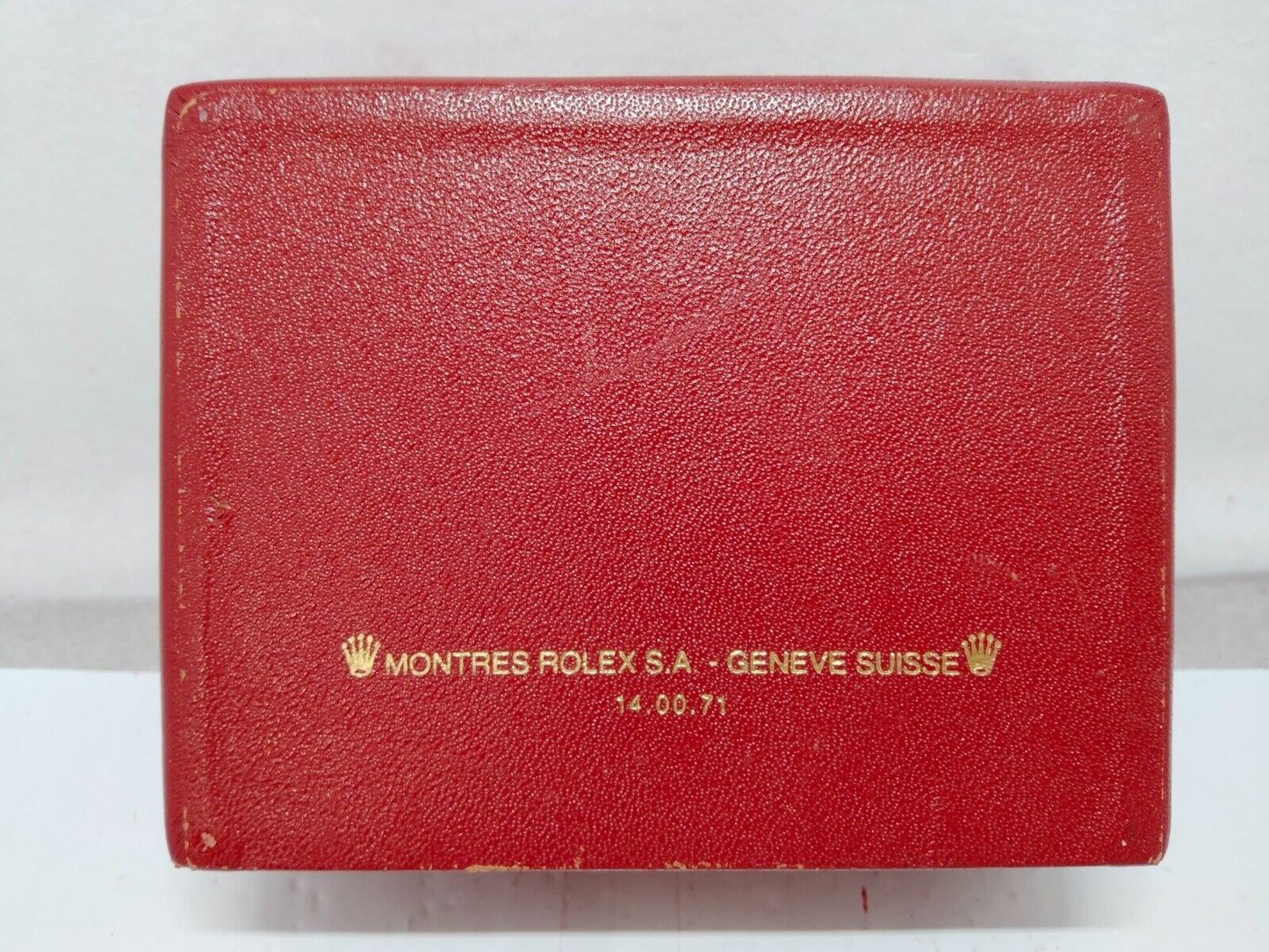 VINTAGE GENUINE ROLEX watch box case red 14.00.71 wood no inner 230921008y7S