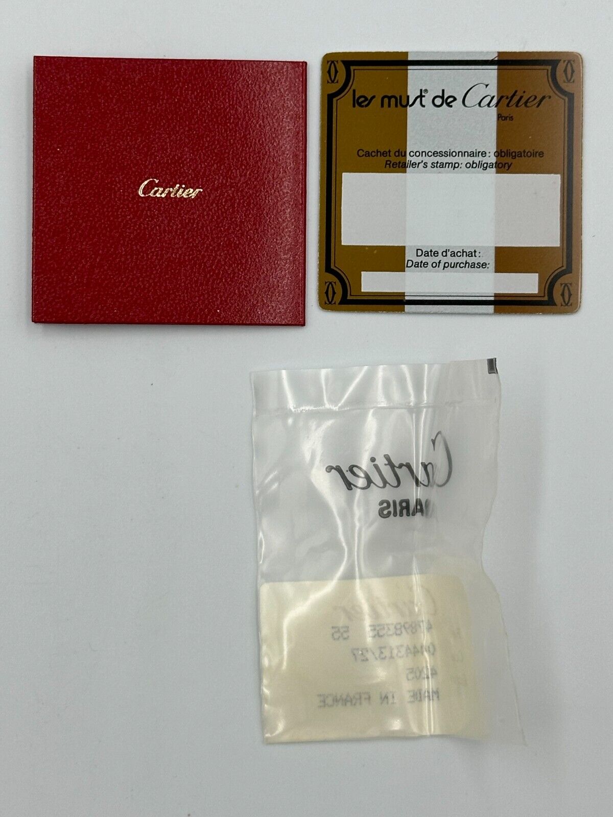 VINTAGE GENUINE CARTIER Red watch box case leather Booklet 3 set 240208003yA