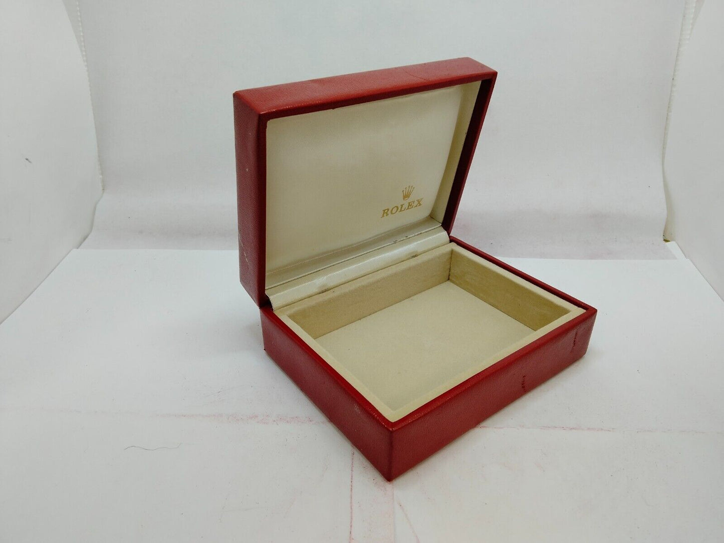 VINTAGE GENUINE ROLEX red watch box case 14.00.02 wood leather 1001001y4S