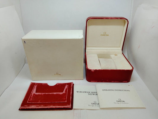 VINTAGE GENUINE OMEGA Speedmaster Seamaster Watch Red Box Case leather 0914026yS