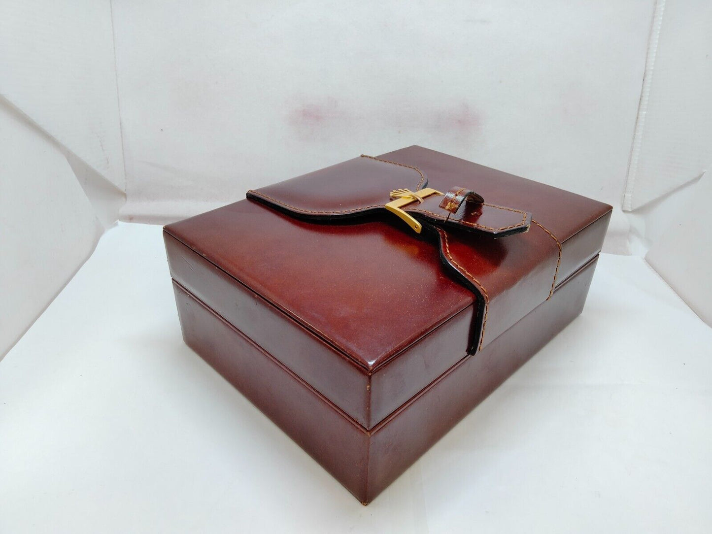 VINTAGE GENUINE ROLEX Day-date watch box case leather no inner junk 240103012y6S