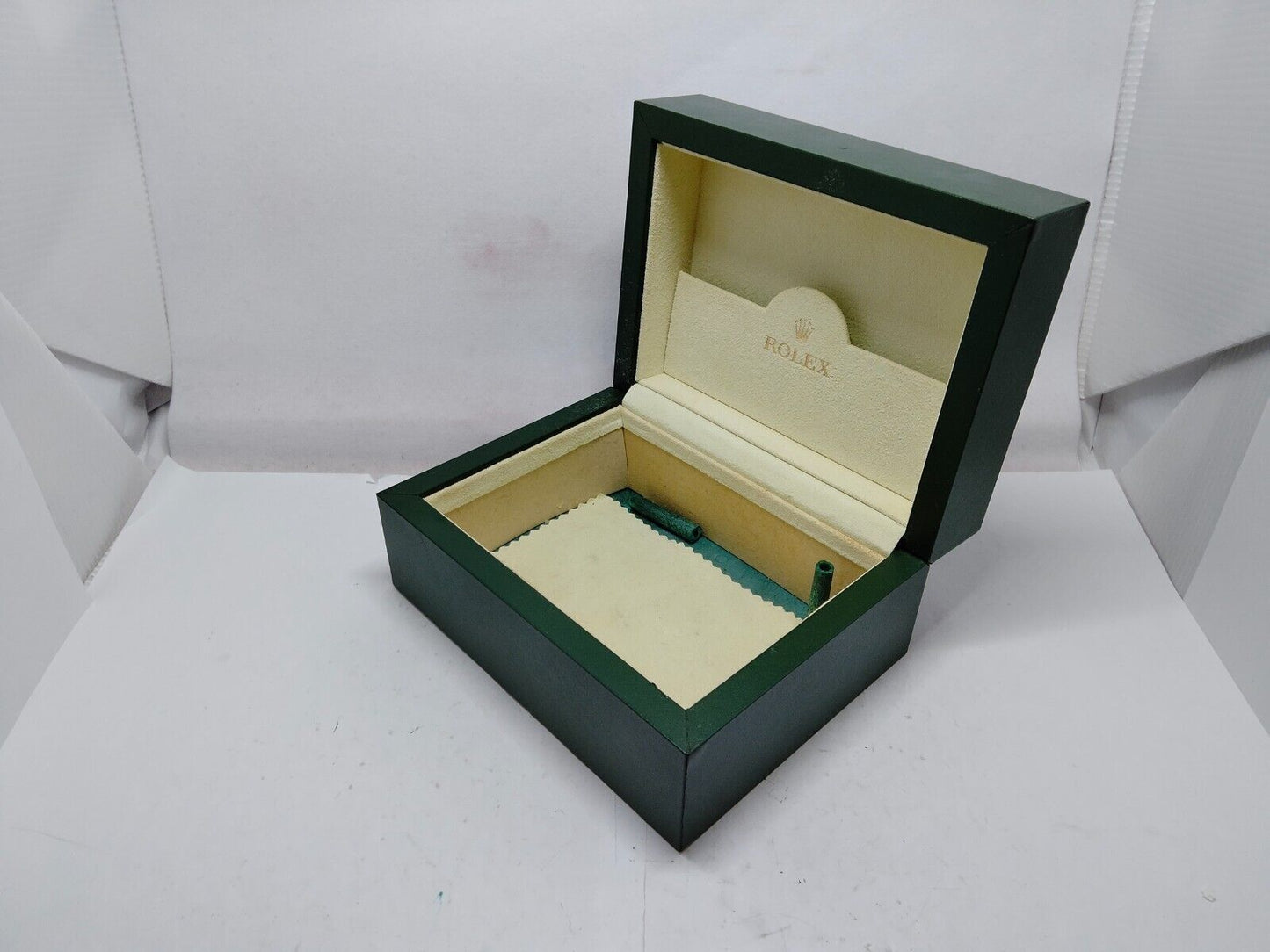 VINTAGE GENUINE ROLEX watch box case 30.00.02 pas de vague intérieure vert...