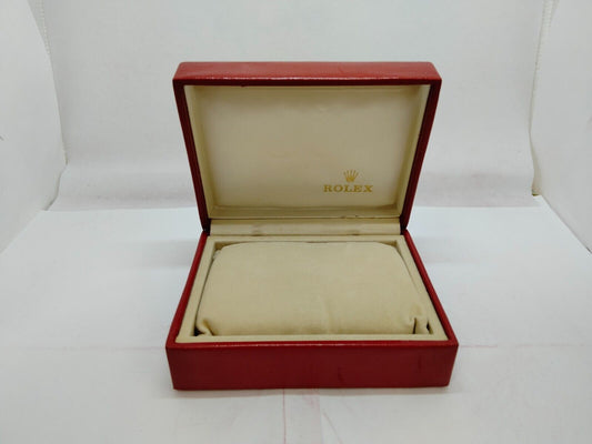 VINTAGE GENUINE ROLEX red watch box case 14.00.02 wood leather 1001001y4S