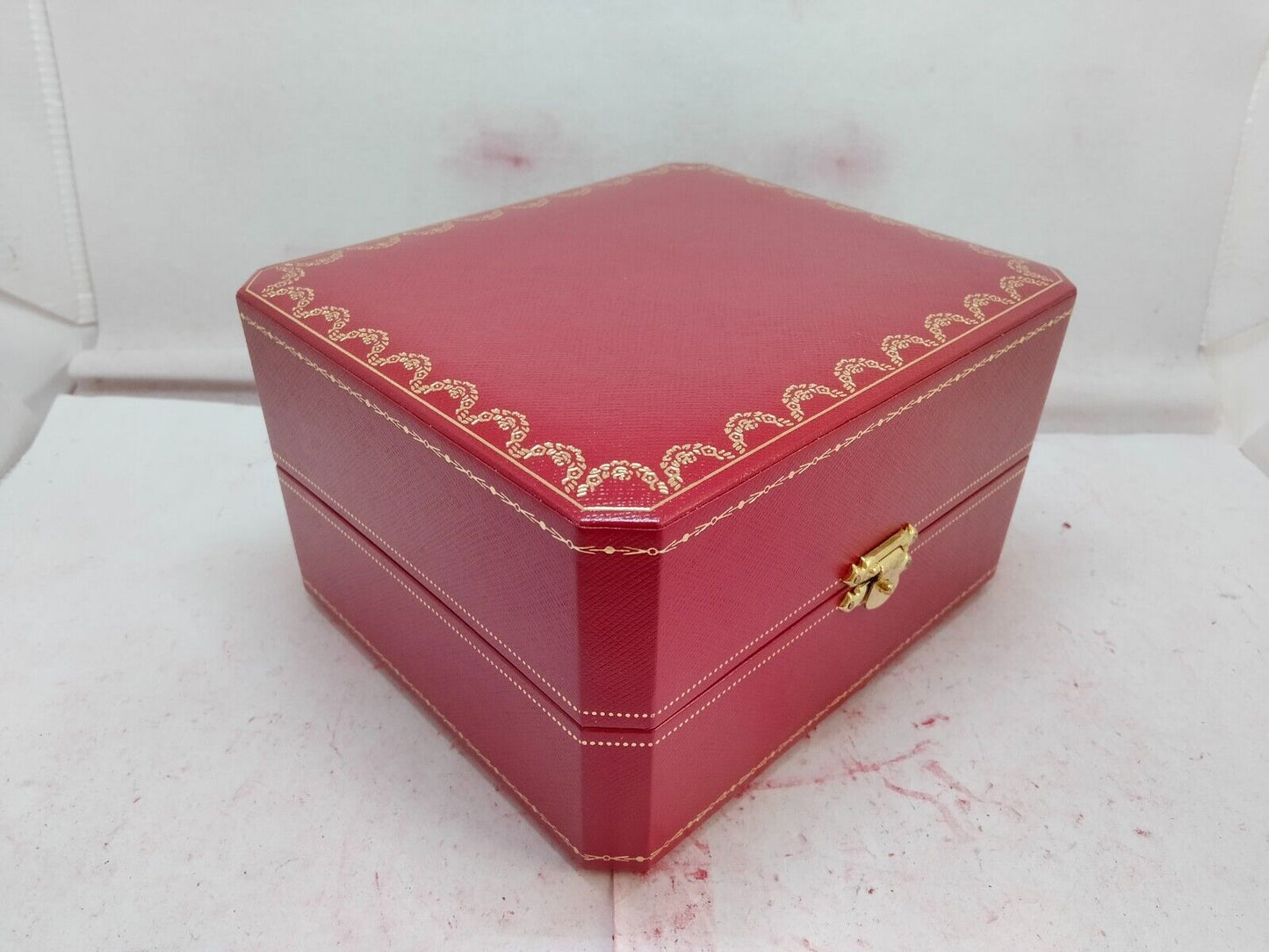 VINTAGE GENUINE CARTIER Red watch box case wood leather booklet 231013003y3S