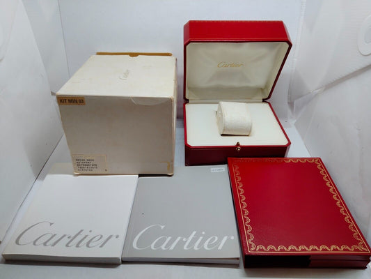 VINTAGE GENUINE CARTIER watch box case white red leather wood 230607001yS