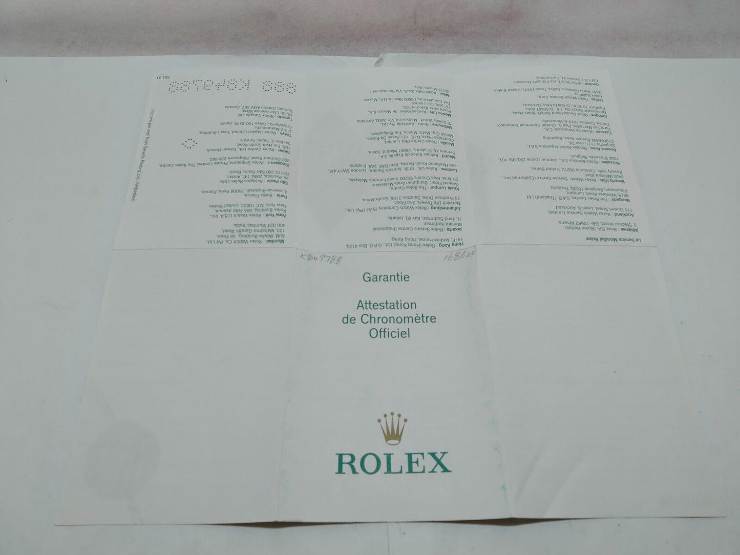 GENUINE ROLEX 168622 Yacht-Master watch warranty guarantee paper tag 1211007y1S