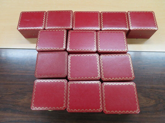 VINTAGE GENUINE Cartier COWA Red watch box case jewelry 14 set wood 231110004yS