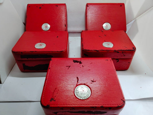 VINTAGE GENUINE OMEGA Seamaster Speedmaster watch box case red 5 set 230725001yS