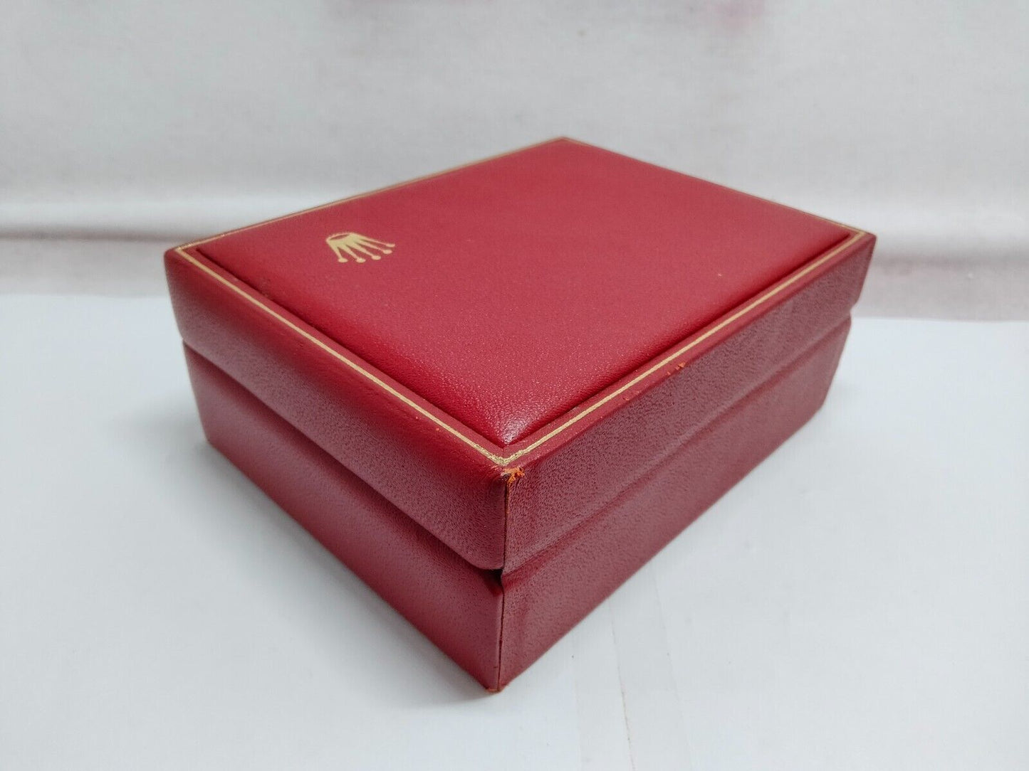 VINTAGE GENUINE ROLEX Red watch box case 14.00.08 wood leather 230804005eS