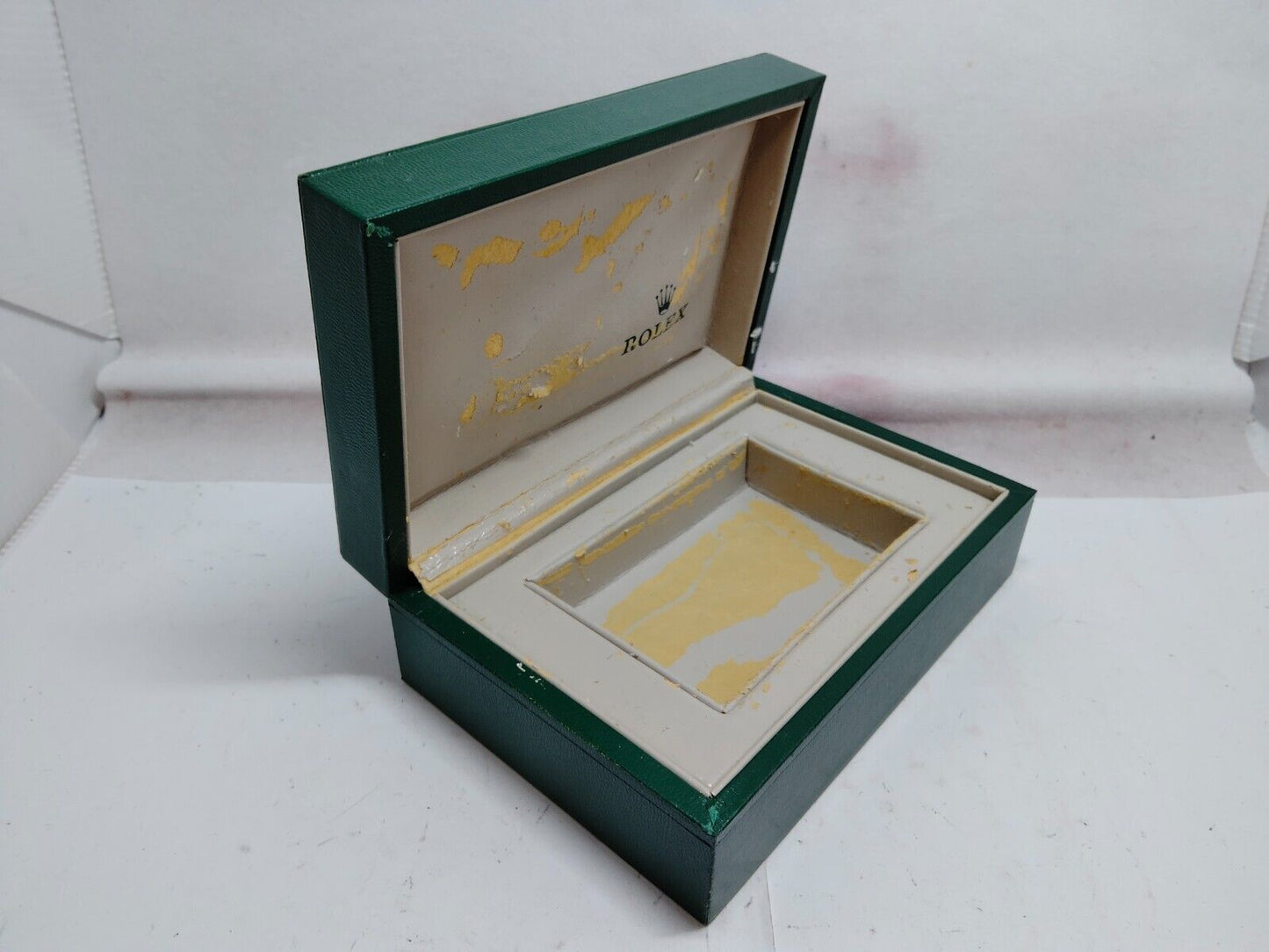 VINTAGE GENUINE ROLEX Green watch box case 68.00.06 wood leather 230701001y2S