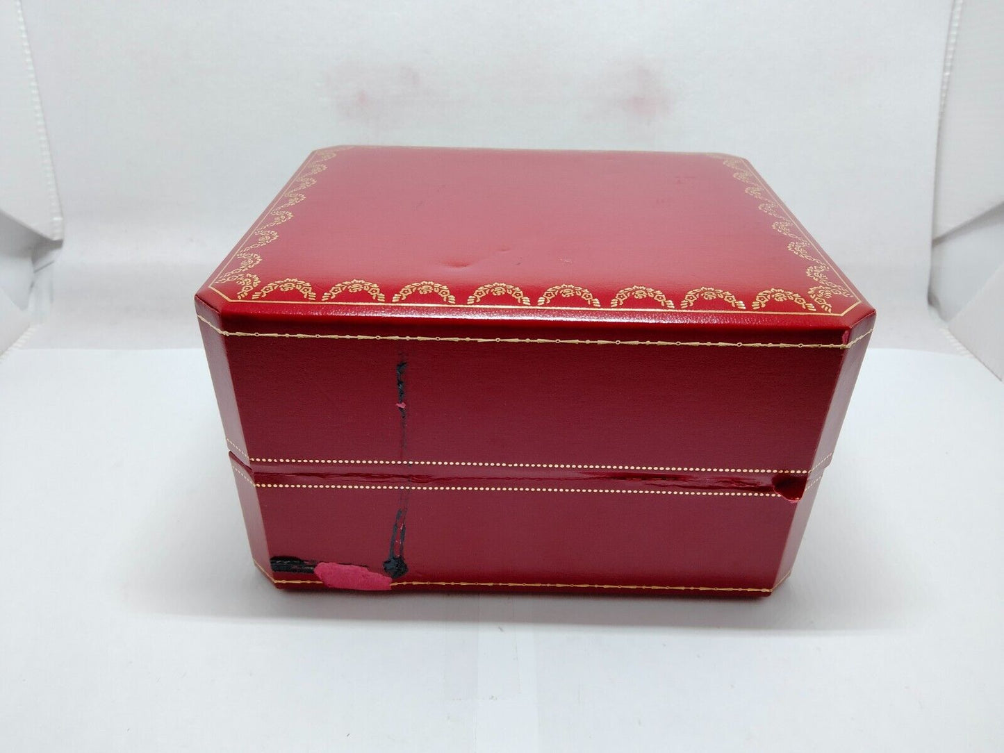 VINTAGE GENUINE CARTIER watch box case red black wood leather CO1018 1122003y8