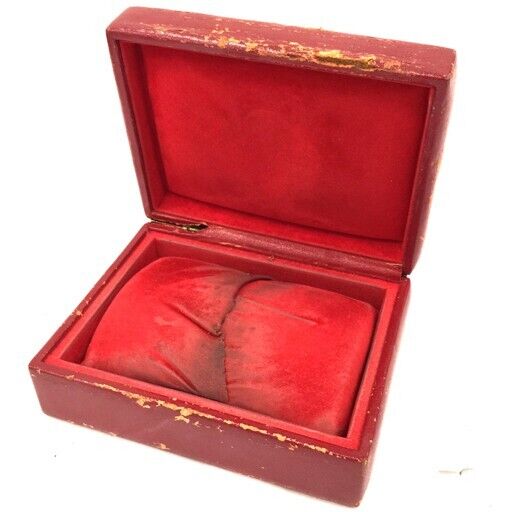 VINTAGE GENUINE ROLEX watch box case 14.00.08 Red wood leather junk 231124004y1S