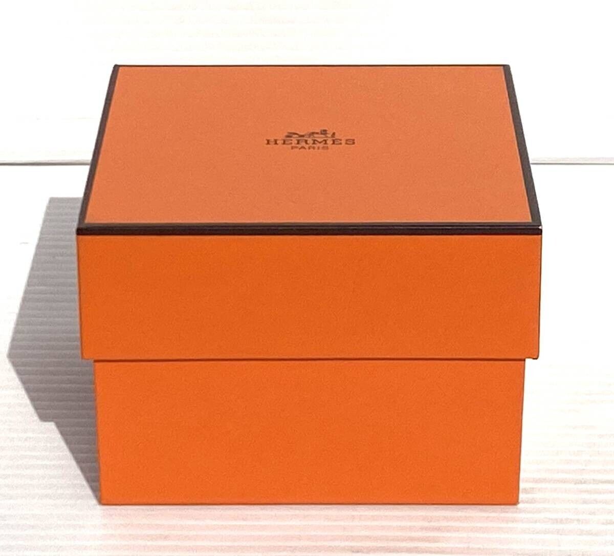 VINTAGE GENUINE HERMES watch box case Orange wood leather booklet 231018005yS