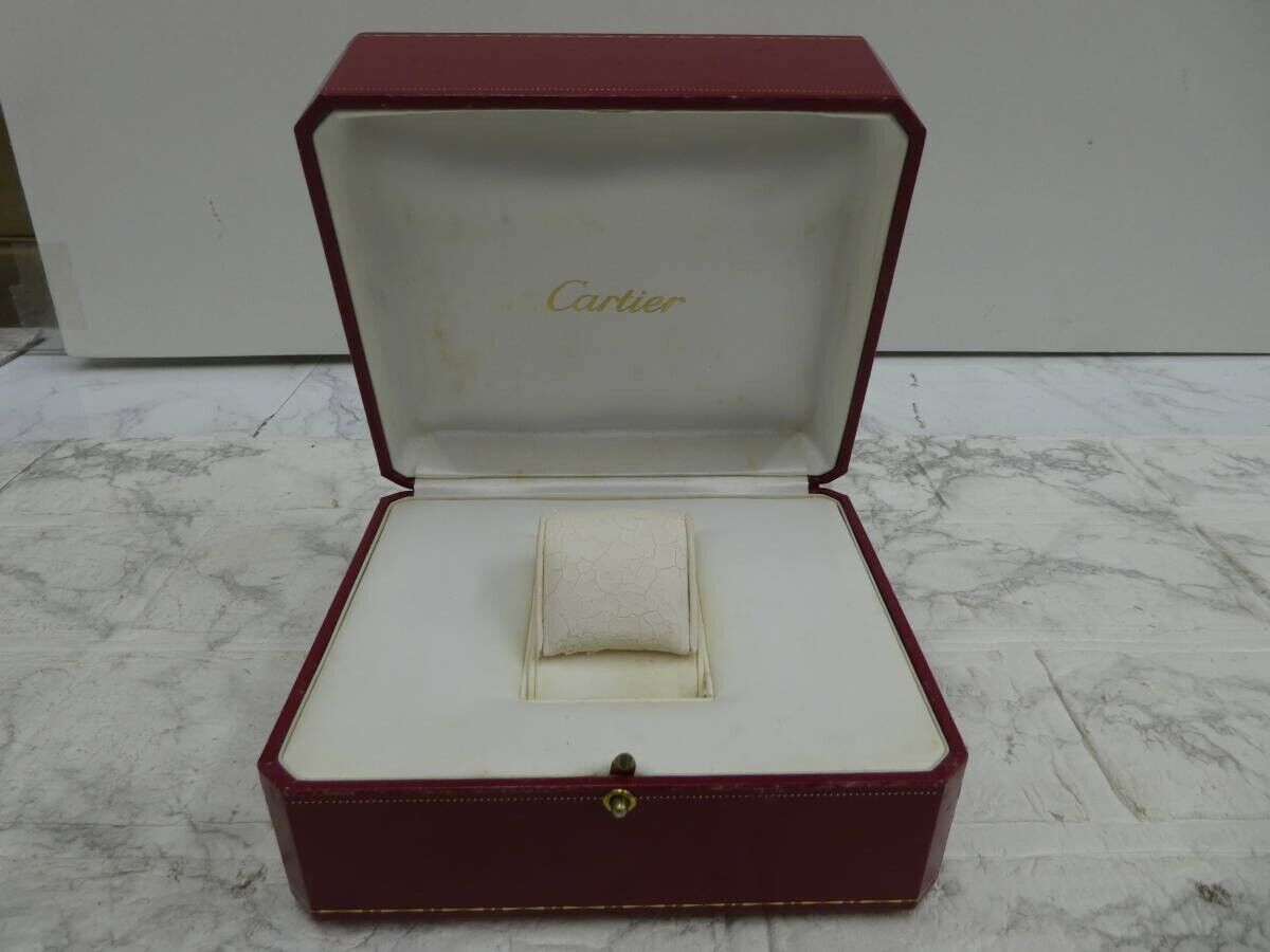 VINTAGE GENUINE CARTIER watch box case Red wood leather white 231209002yS