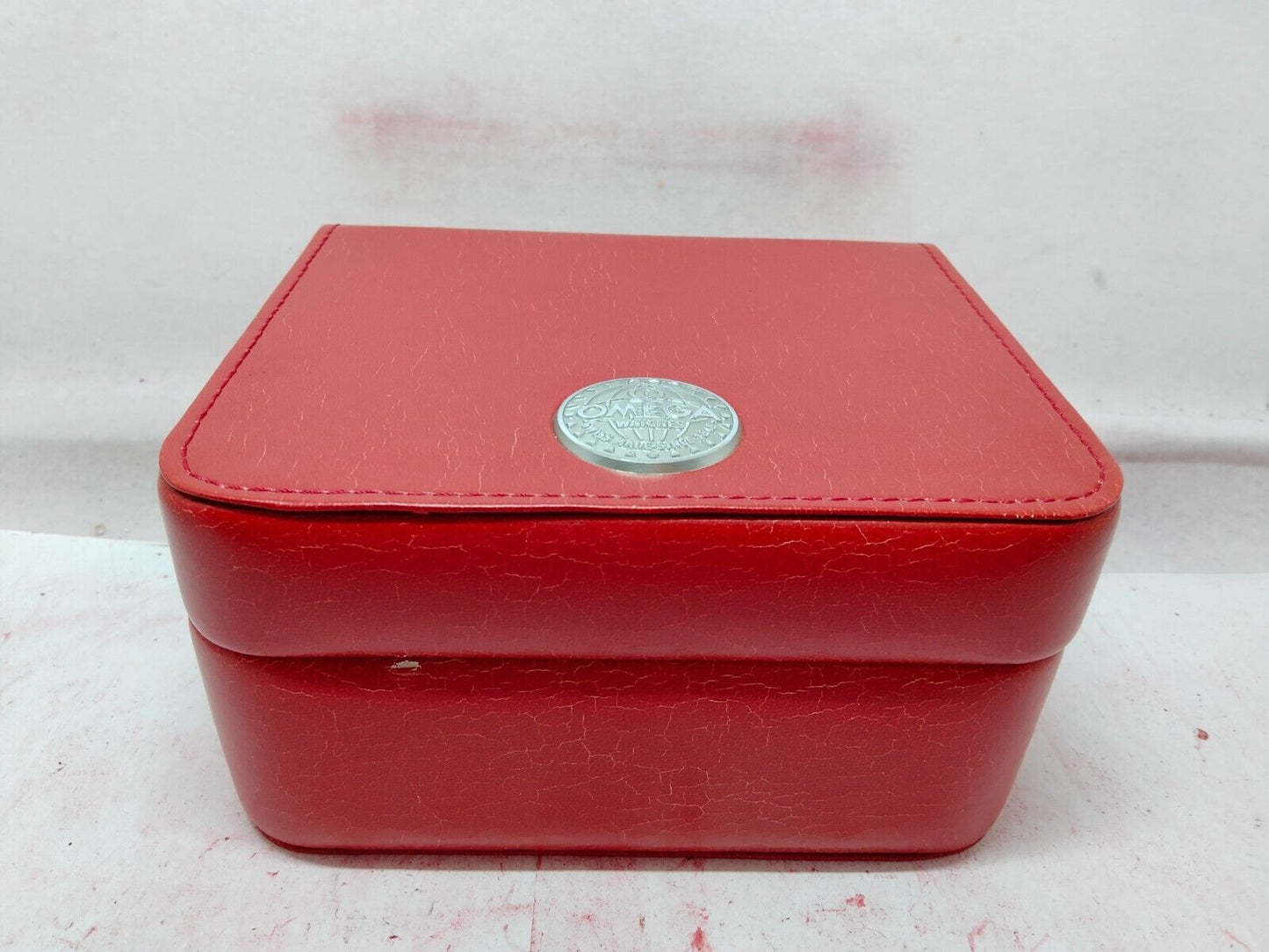 VINTAGE GENUINE OMEGA Speedmaster Seamaster watch box case Red wood 230923002yS