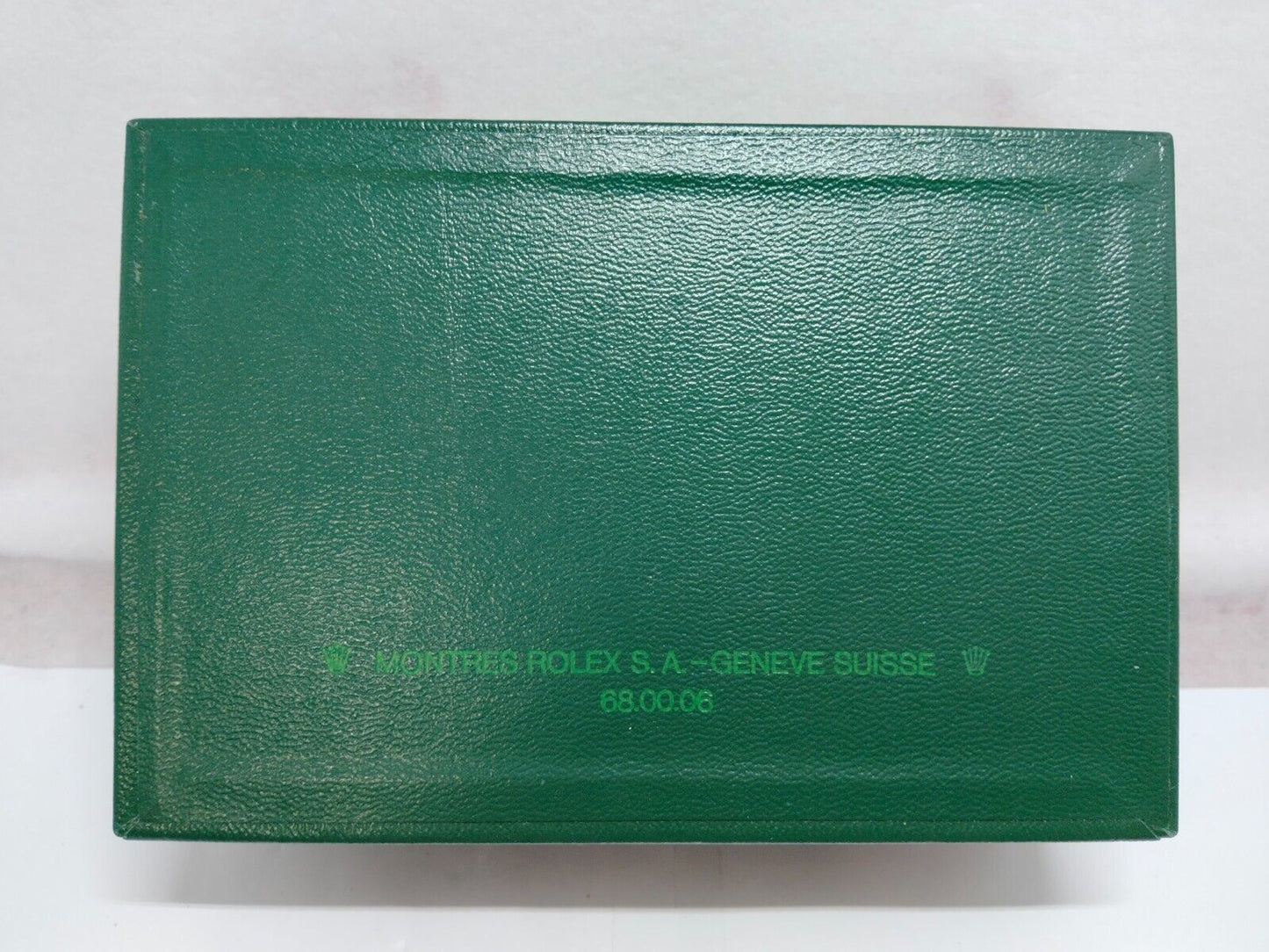 VINTAGE GENUINE ROLEX Green watch box case 68.00.06 wood leather 230705001y1S