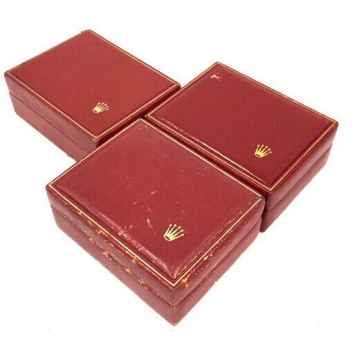 VINTAGE GENUINE ROLEX watch box case 14.00.08 Red wood leather junk 231124004y1S