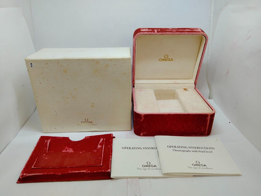 VINTAGE GENUINE OMEGA Speedmaster Seamaster red watch box case booklet 0914010yS