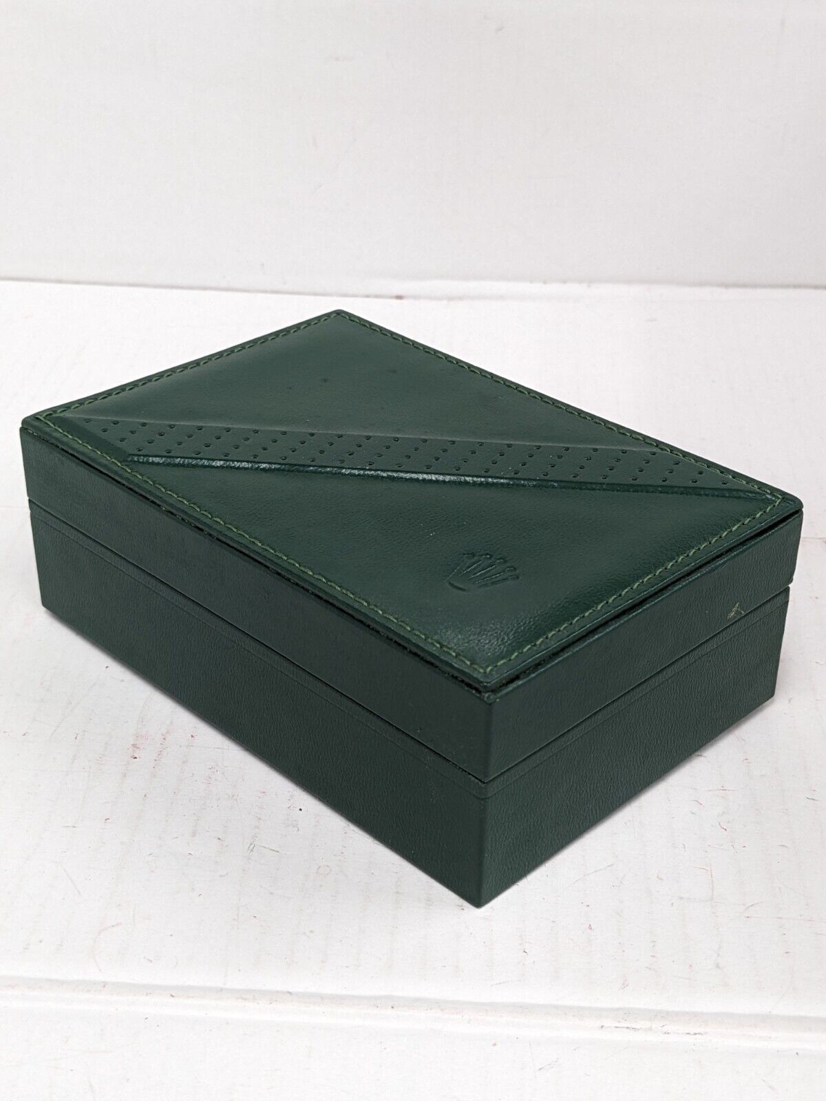 VINTAGE GENUINE ROLEX watch box case 68.00.06 green wood leather 230924012y8S