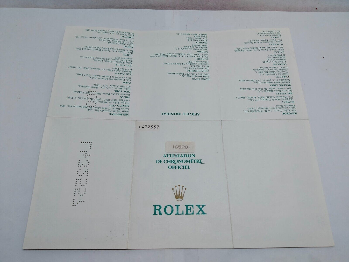 VINTAGE GENUINE ROLEX 16520 DAYTONA watch paper L 1994 tag 78360 230529001dS