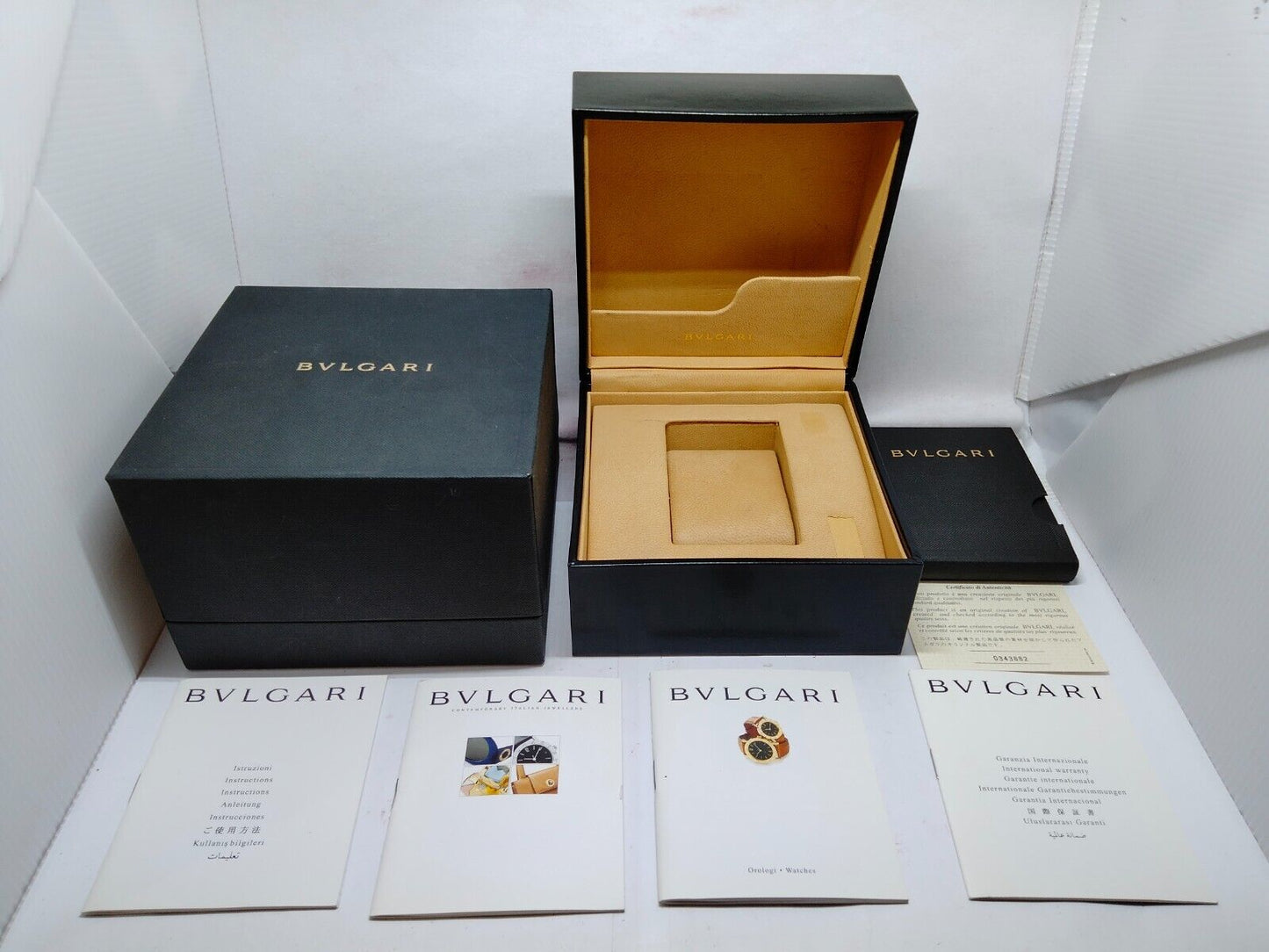 VINTAGE GENUINE BVLGARI watch box case booklet warranty guarantee 230716008yS