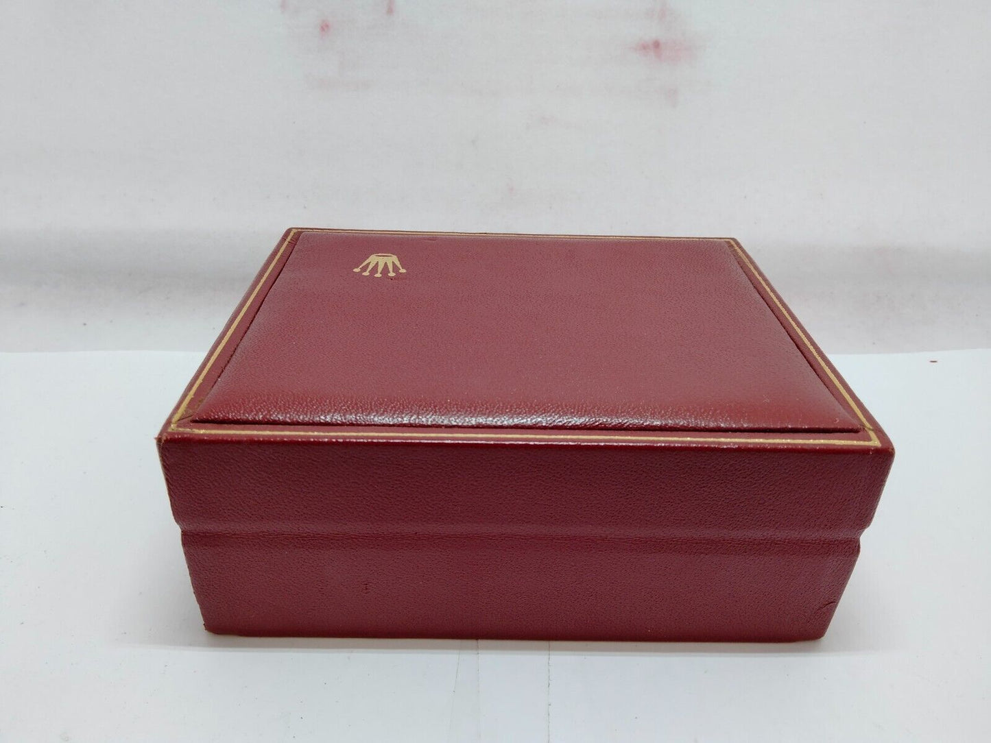 VINTAGE GENUINE ROLEX Red watch box case 14.00.08 wood leather 1019004eS