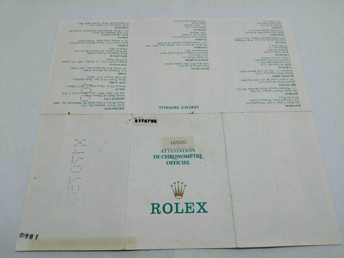 VINTAGE GENUINE ROLEX 16520 Daytona Watch Paper 1992 X 100 230603002d5S