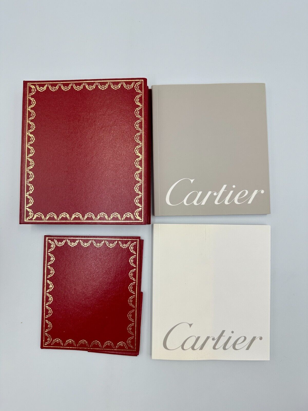 VINTAGE GENUINE CARTIER Red watch box case wood leather Booklet 240222002yA