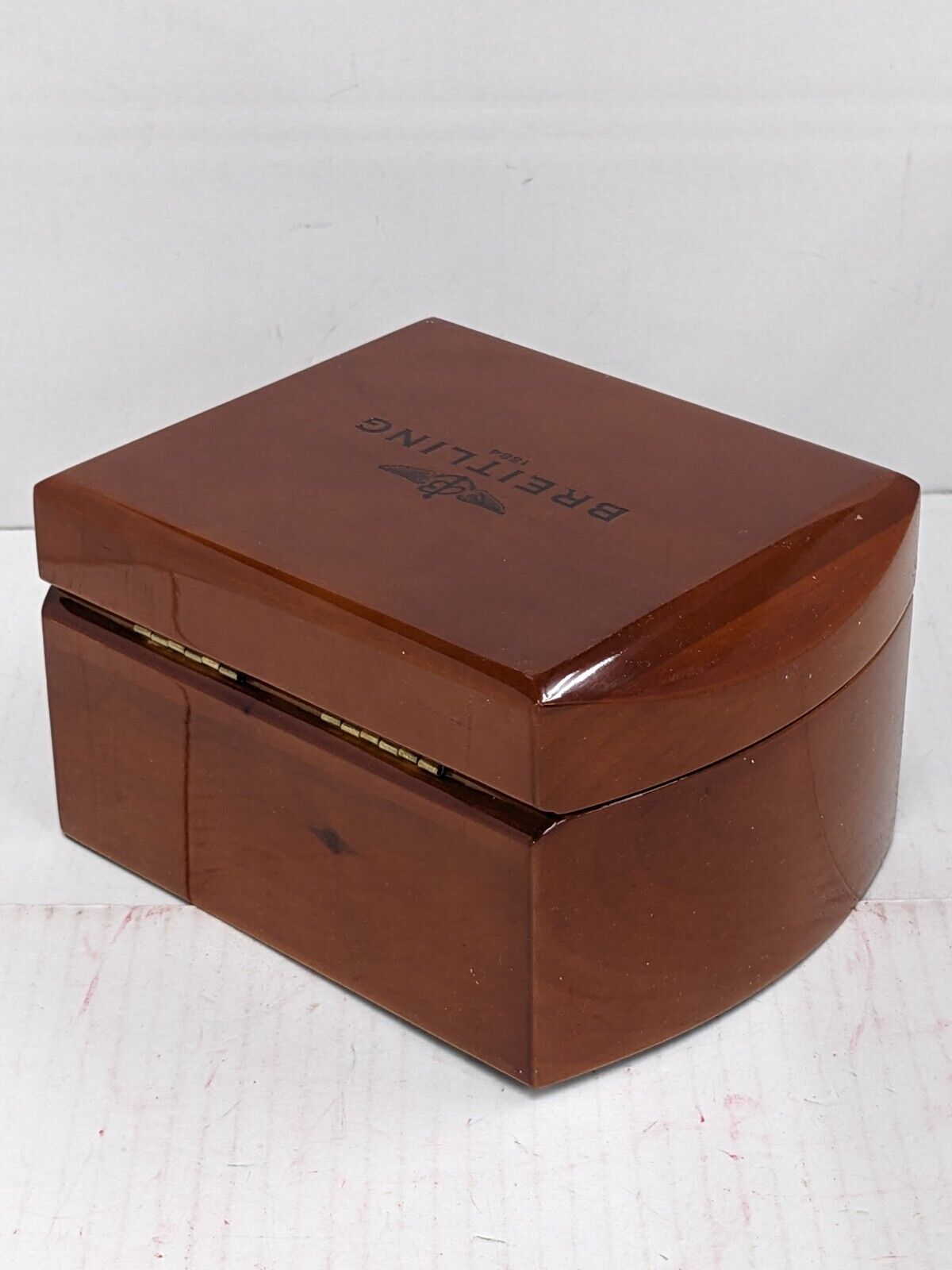 VINTAGE GENUINE BREITLING Red Brown watch box case wood leather 231018003yS