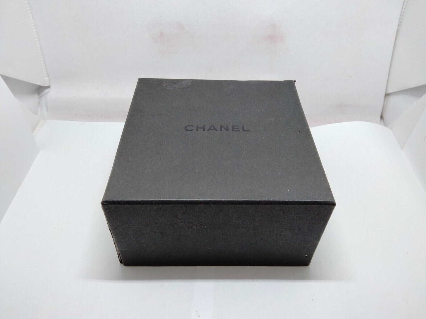 VINTAGE GENUINE CHANEL J12 watch case box black leather wood 1122003y9S