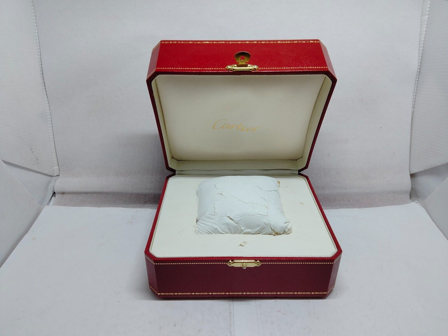 VINTAGE GENUINE CARTIER watch box case red wood leather DVD white 231113020mS