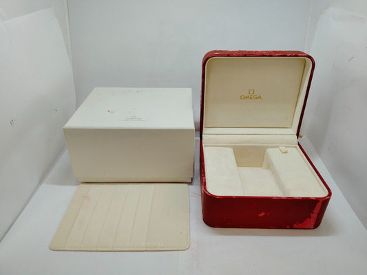 VINTAGE GENUINE OMEGA Red watch box case Speedmaster Seamaster 0824005y3S