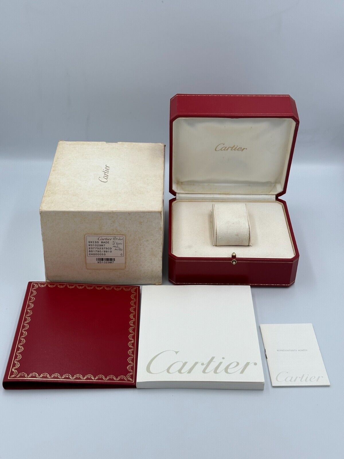 VINTAGE GENUINE CARTIER watch box case Booklet leather red CO 1018 240112002yA