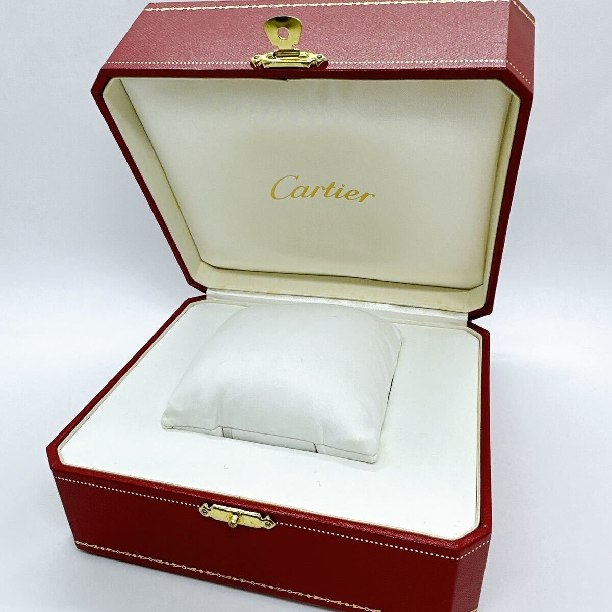 VINTAGE GENUINE CARTIER watch box case Red wood leather white 231123005yS