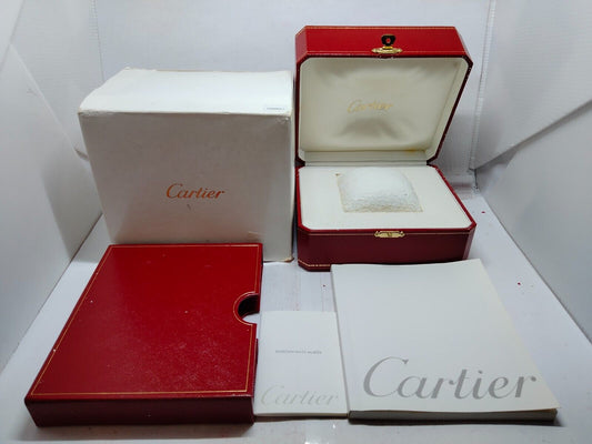 VINTAGE GENUINE CARTIER watch box case wood leather booklet red 230829015yS