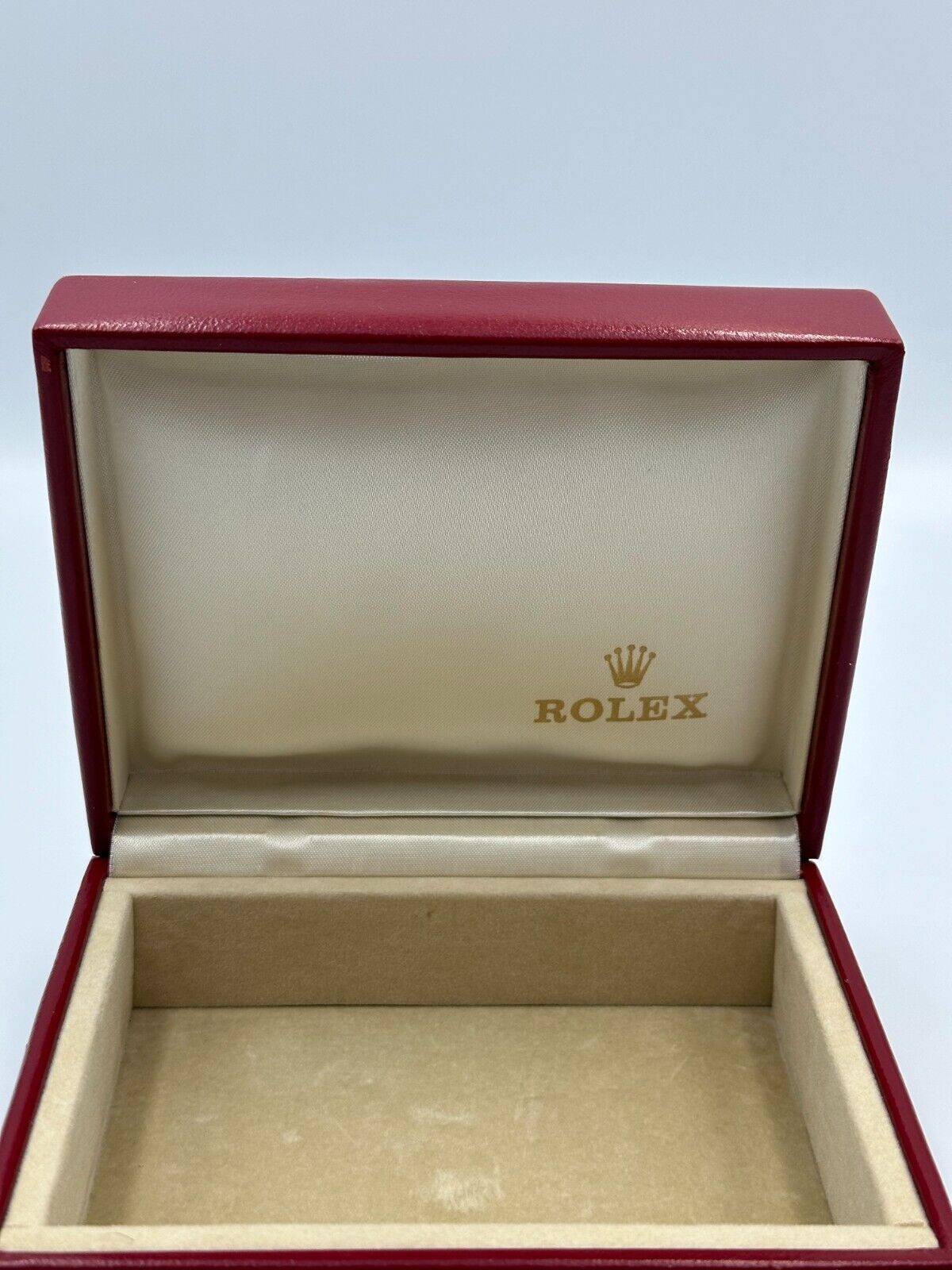 VINTAGE GENUINE ROLEX Red watch box case 14.00.02 wood no inner 240126001yA