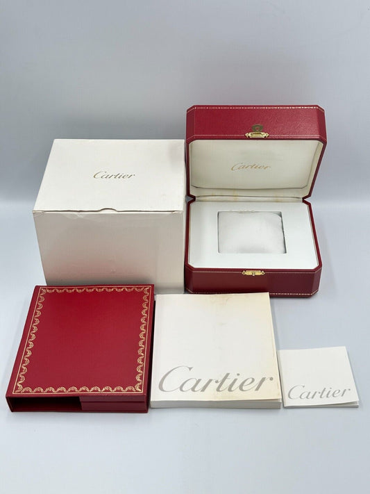 VINTAGE GENUINE CARTIER Red watch box case wood leather Booklet 240207002yA