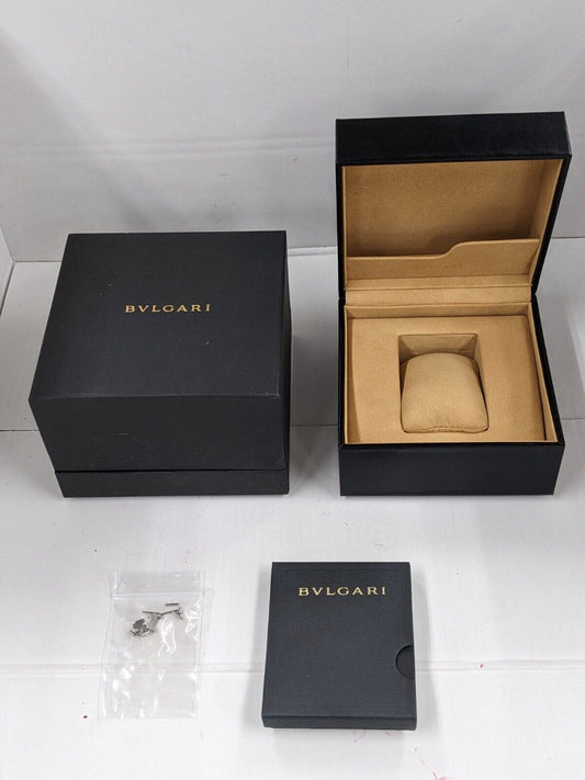 VINTAGE GENUINE BVLGARI watch box case black warranty guarantee link 230915006yS