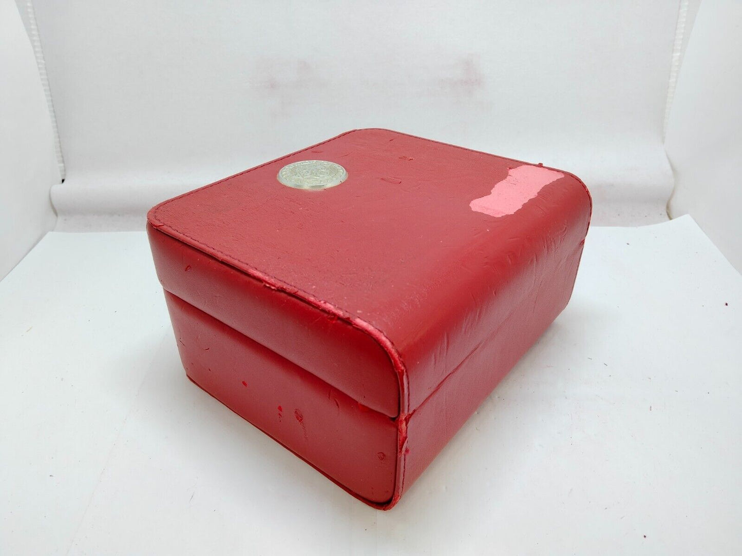 VINTAGE GENUINE OMEGA Seamaster Speedmaster watch box case leather red 1003014yS