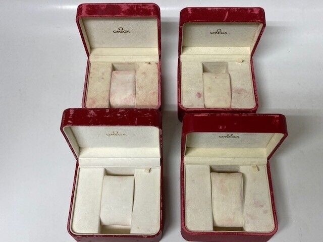 VINTAGE GENUINE OMEGA Seamaster Speedmaster watch box case red 4 set 230903005yS