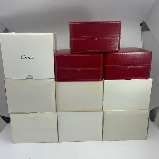 VINTAGE GENUINE Cartier Red watch box case booklet 10 set white wood 230925007yS