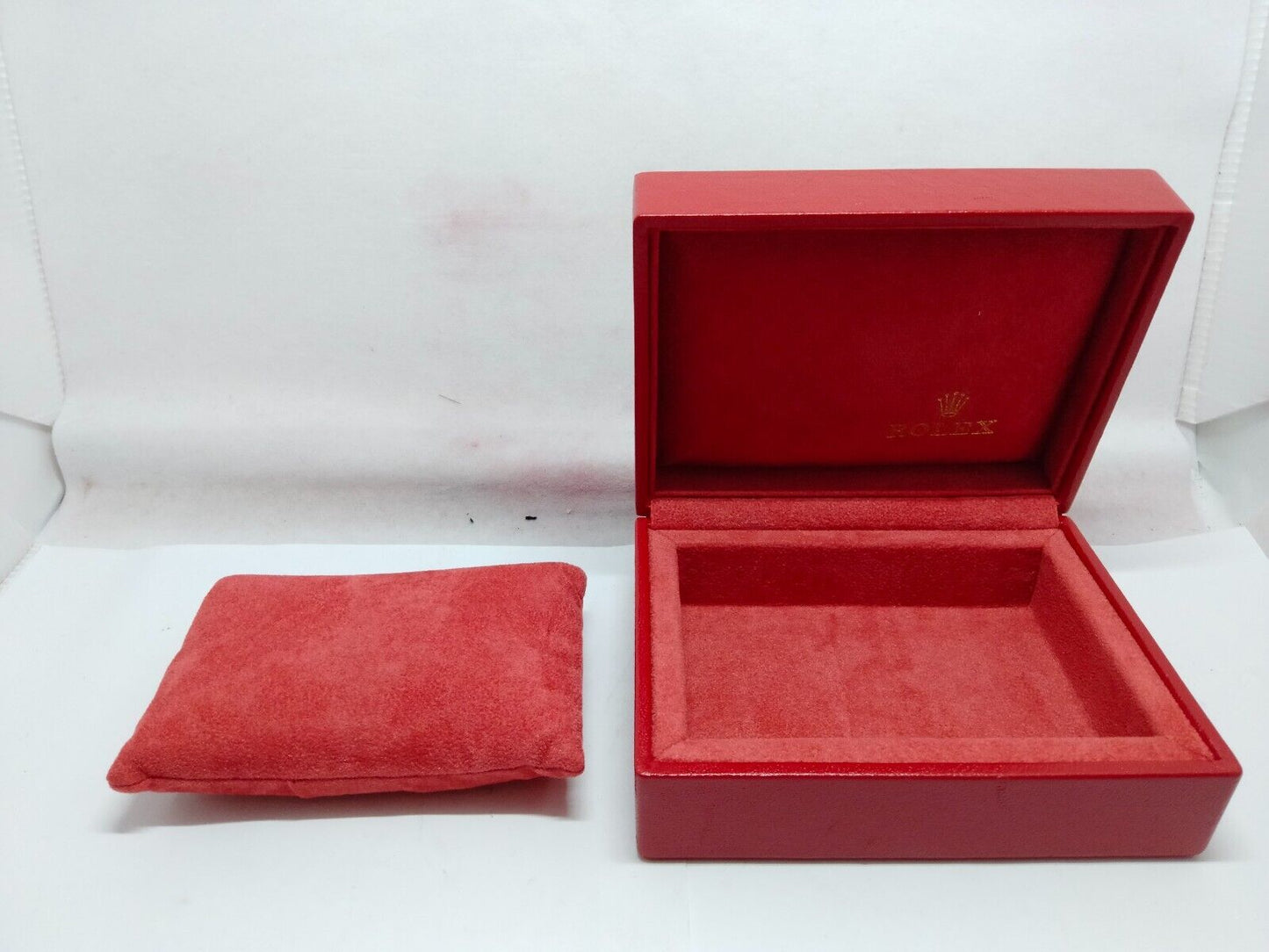 VINTAGE GENUINE ROLEX Red watch box case 6sets 14.00.08 wood leather 230617004yS